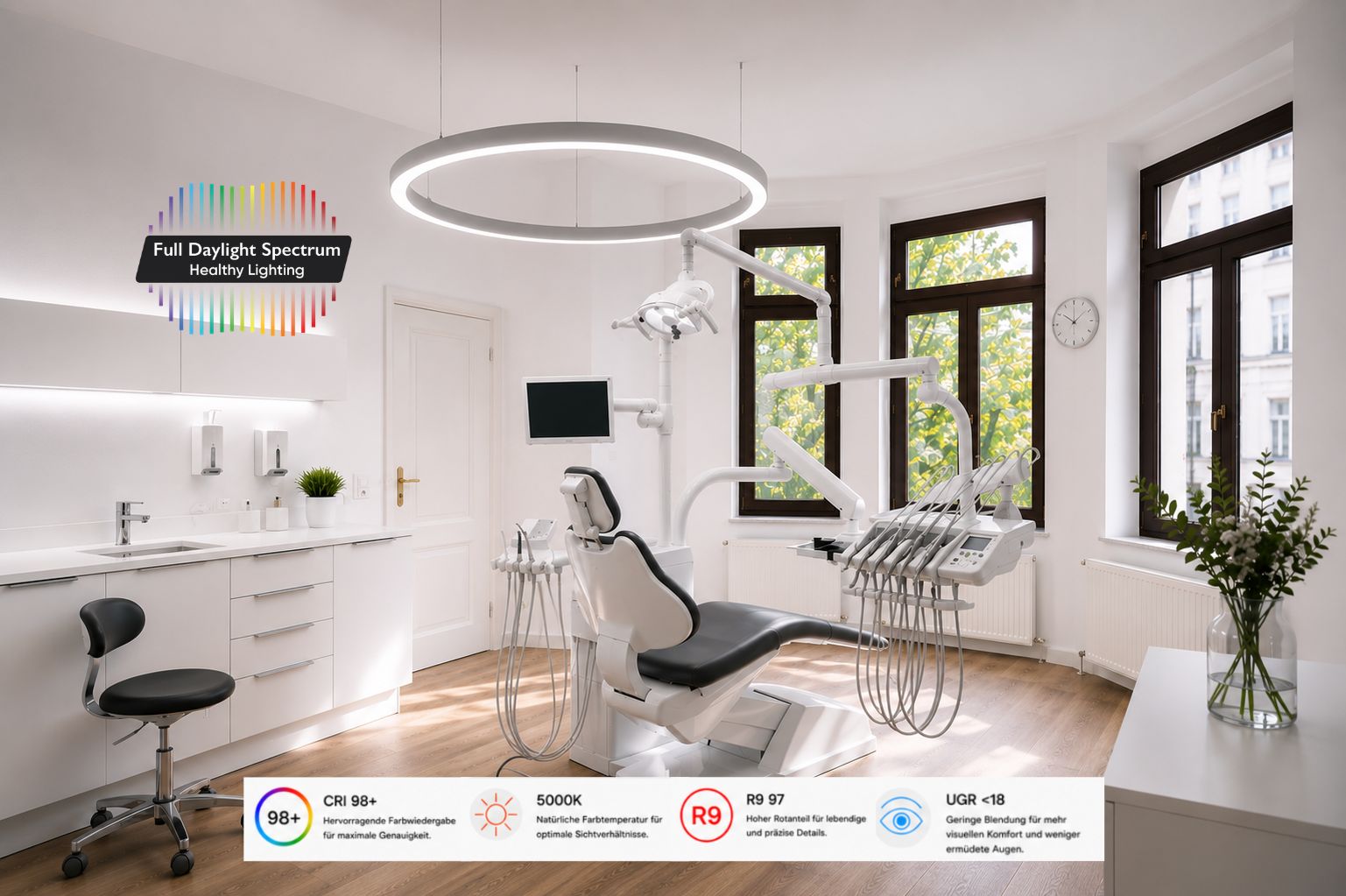 Daylight lighting for dentist and dental care work