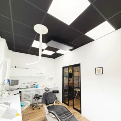 Five full daylight spectrum LED panels installed in a dental treatment room in Le Havre, France